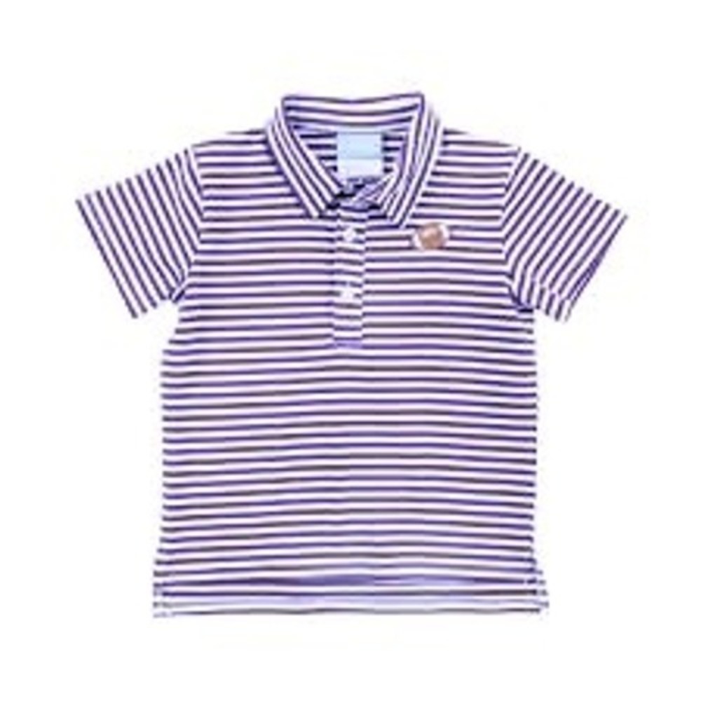 Classic Whimsy Boys Purple White Striped Football Polo Shirt Size 6